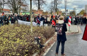 Ein junger Mann spricht zu den Teilnehmern der Demo